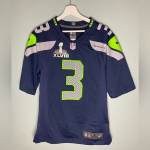 Seattle Seahawks 2014 SUPERBOWL Jersey Russell‎ Wilson Mens #3 NFL RARE